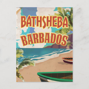 Bathsheba Barbados Vintage-Reiseplakat Postkarte