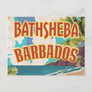 Bathsheba Barbados Vintages Urlaubsplakat Postkarte