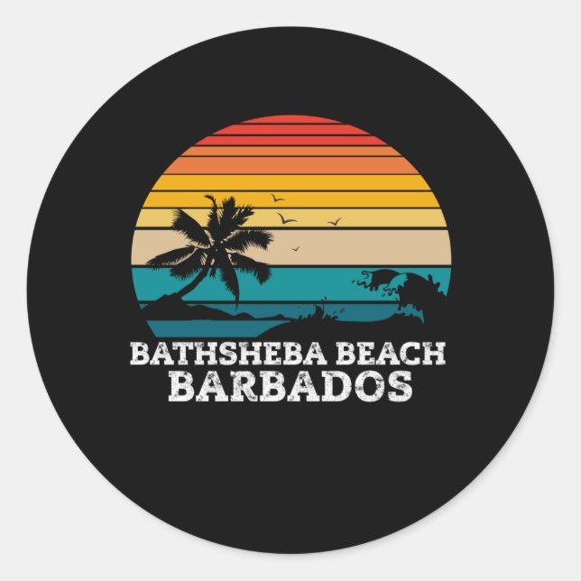 BATHSHEBA BEACH BARBADOS RUNDER AUFKLEBER (Vorderseite)