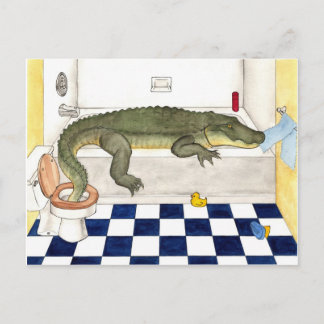 Bathtub Alligator Postkarte