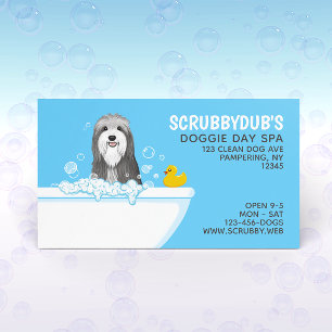 Bathtub Dog   Pet Grooming   Bearded Collie Busine Visitenkarte