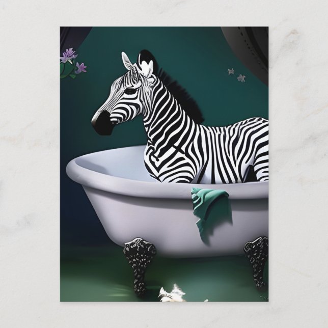 Bathtub Zebra Postcard Postkarte (Vorderseite)