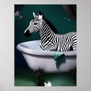 Bathtub Zebra Poster