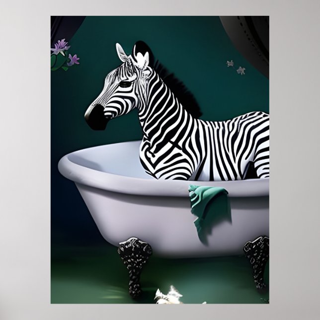 Bathtub Zebra Poster (Vorne)