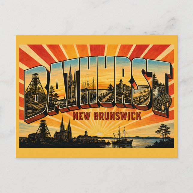 Bathurst New Brunswick Küstenbergbau-Stadt Postkarte (Vorderseite)