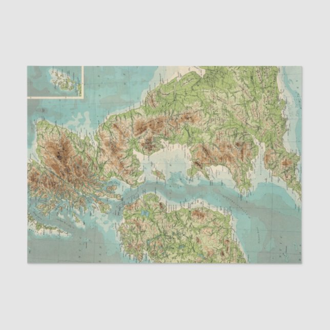 Bathyorographical Karte der britischen Inseln Seidenpapier (Vorderseite)