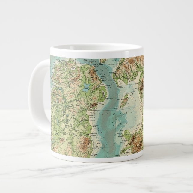 Bathyorographische Karte der Britischen Inseln Jumbo-Tasse (Vorderseite Links)