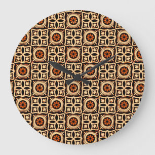 Batik abstrakt, nahtlos textiles Muster. Große Wanduhr