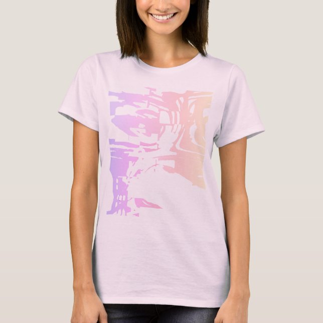 Batik-ähnliche zeitgenössische rosa Koralle Lilac  T-Shirt (Vorderseite)