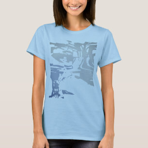 Batik-ähnliches tropisches Beachy Gray Slate Blue T-Shirt