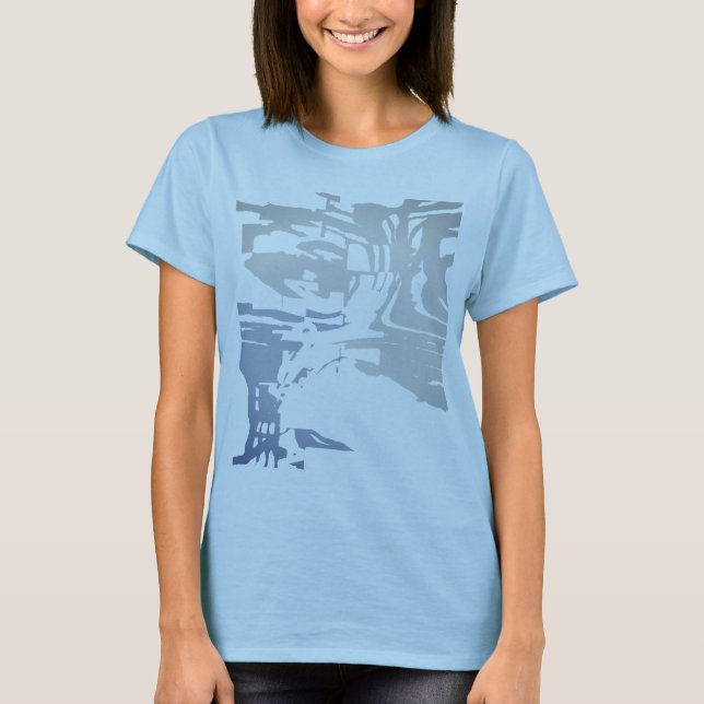 Batik-ähnliches tropisches Beachy Gray Slate Blue  T-Shirt (Vorderseite)