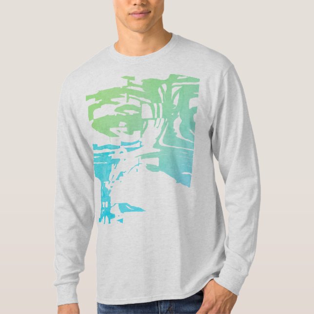 Batik-ähnliches tropisches Beachy Light Green Aqua T-Shirt (Vorderseite)