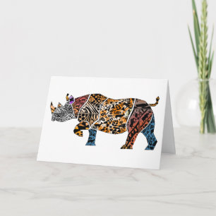 Batik Black Rhino Birthday Card Karte