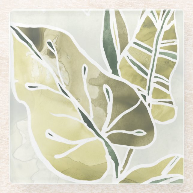 Batik-Blätter Glasuntersetzer (Vorderseite)