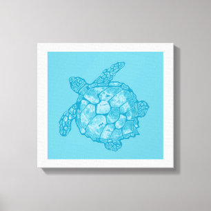 Batik-blaue Seeschildkröte-Malerei auf Leinwand