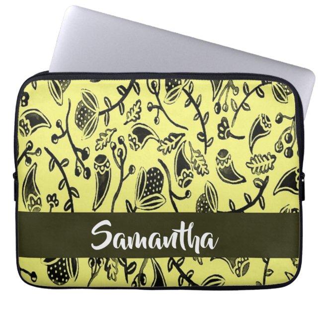 Batik-Blumenmuster Laptopschutzhülle (Vorderseite)