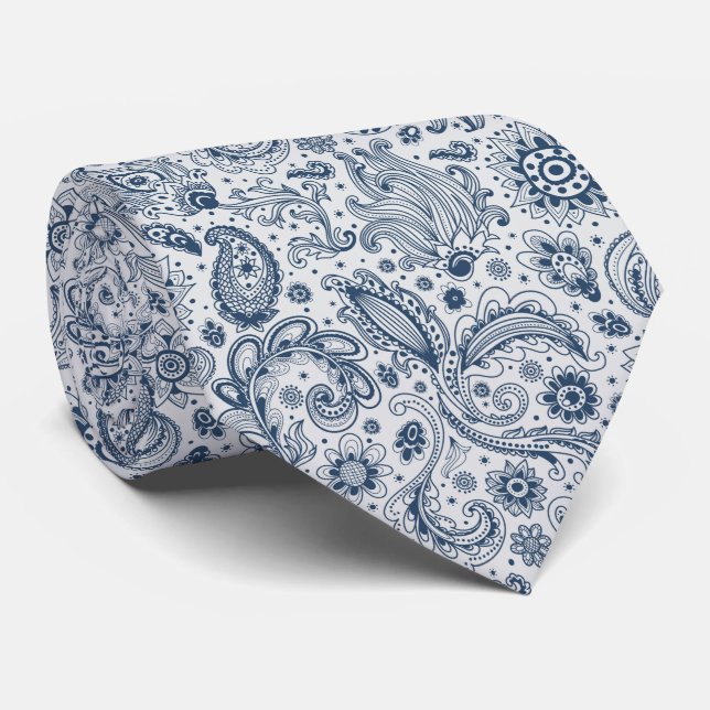 Batik-Boho-Stil Blumen-Paisley-Muster Krawatte (Gerollt)