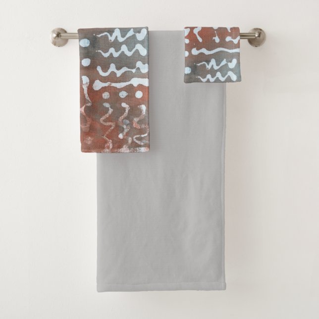 Batik Dye Blue Gray Circle Boho Badetücher Set (Insitu)