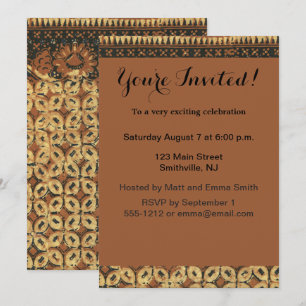 Batik Earthy Coffee Bean Elegant Rustic Rugged Einladung