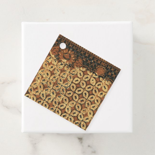 Batik Earthy Coffee Bean Elegant Rustikal geplagt Geschenkanhänger (Beispiel)
