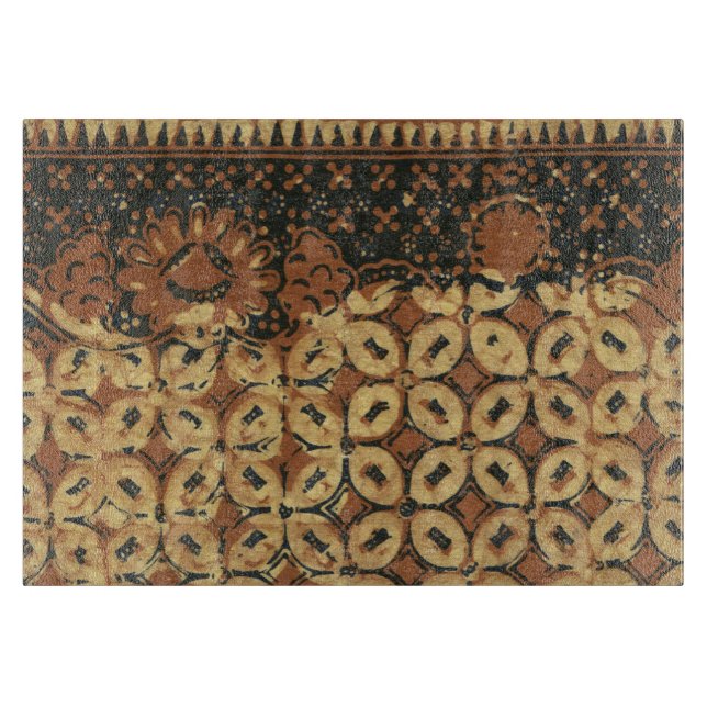 Batik Earthy Coffee Bean Elegant Rustikal geplagt Schneidebrett (Vorderseite)