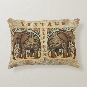 Batik,Elefant,Antik ,Vintage-Stil, Braun Dekokissen