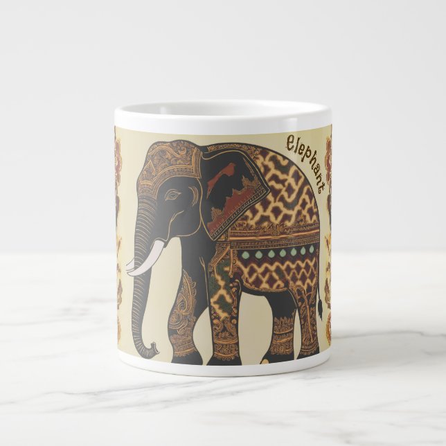 Batik Elefant, Vintager Stil, antike Jumbo-Tasse (Vorderseite)