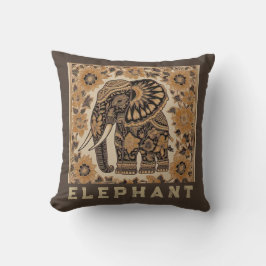Batik Elephant Vintage Style Design, Retro Kissen