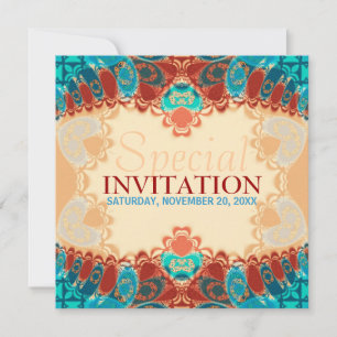 Batik Exotic Square Geburtstag / Special Invitatio Einladung