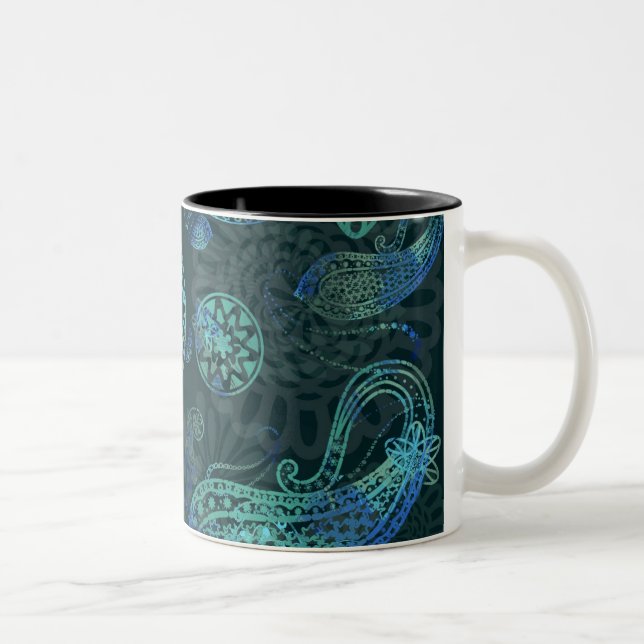 Batik-Freuden-Tasse Zweifarbige Tasse (Rechts)