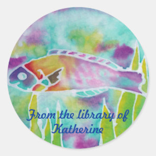 Batik Hinalea Wrasse Individuelle Name Buchzeichen Runder Aufkleber