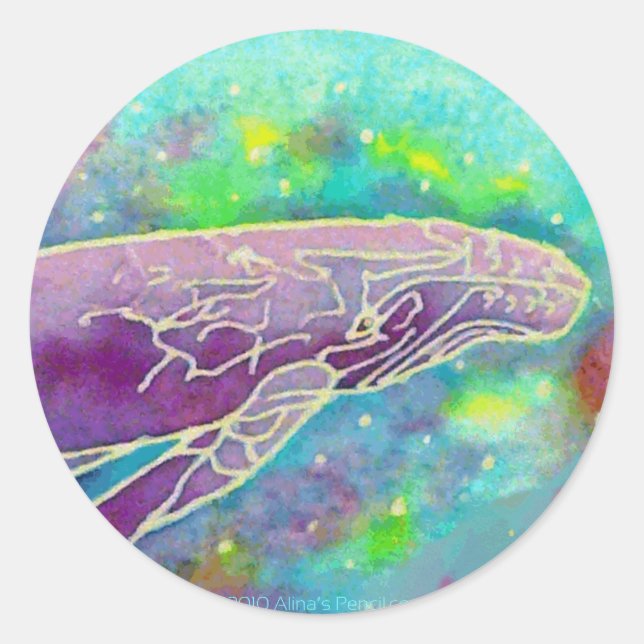 Batik Humpback Whale Art Runder Aufkleber (Vorderseite)