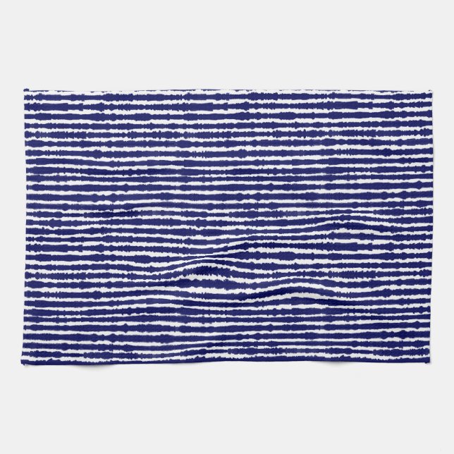 Batik-Indigo-Stilstreifen Geschirrtuch (Horizontal)