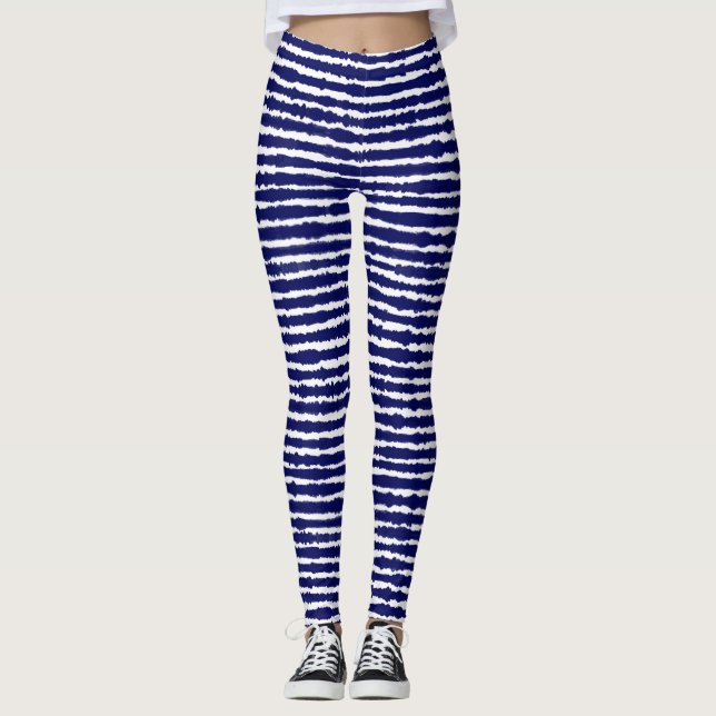 Batik-Indigo-Stilstreifen Leggings (Vorderseite)
