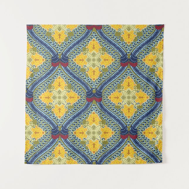 Batik Indonesische Wax-Resist Dyeing Technik Wandteppich (Vorderseite)