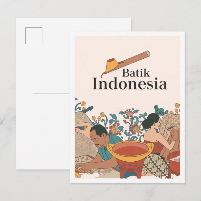 Batik Java Indonesien Reise Postkarte (Vorne/Hinten)