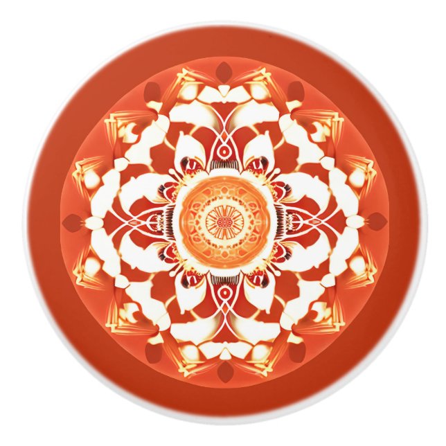 Batik Mandala Muster in Rust Red Keramikknauf (Vorderseite)