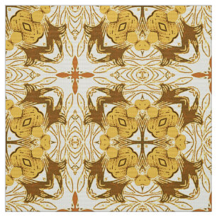 Batik Mandala Muster Mustard Gold und Brown Stoff