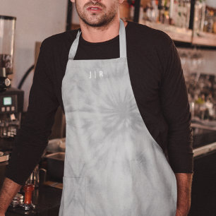 Batik   Moderne Minimalistisch-Grau-Monogramm-Schü Schürze