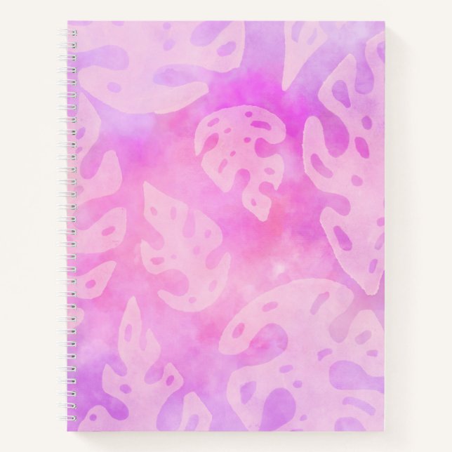 Batik Monstera Bullet Journal / Linken-Notebook Notizbuch (Vorderseite)