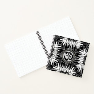 Batik Om Sign Black & White Mandala New Age Notizbuch