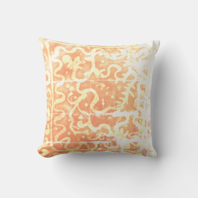 Batik Painting Boho Fibre Art Pillow Kissen (Vorderseite)