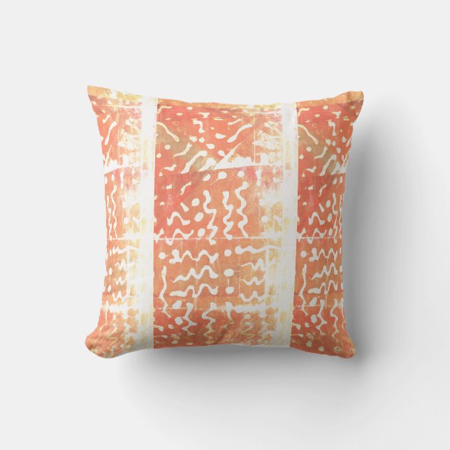 Batik Painting Boho Fibre Art Pillow Kissen (Vorderseite)