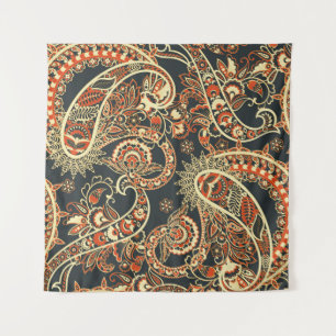 Batik Paisley: Nahtloses Vintage-Muster. Wandteppich