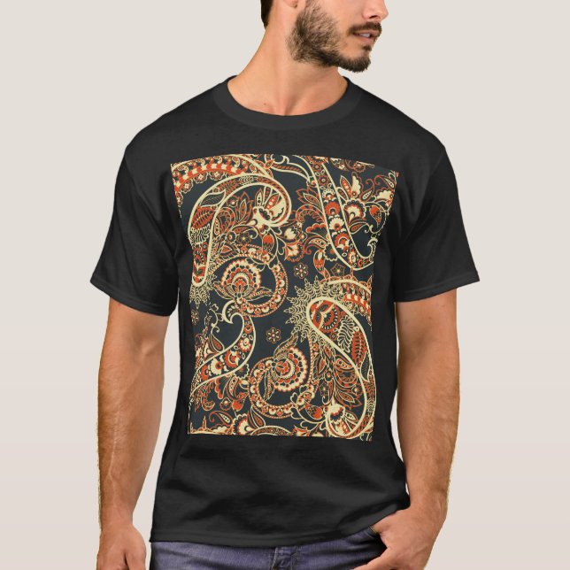 Batik Paisley: Vintages nahtloses Muster. T-Shirt (Vorderseite)