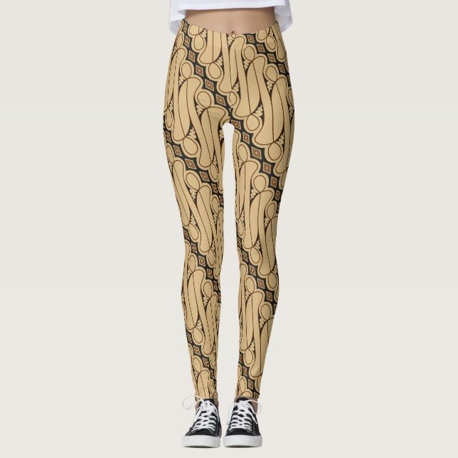 Batik Parang, indonesisches Muster, Javanisch, eth Leggings (Vorderseite)