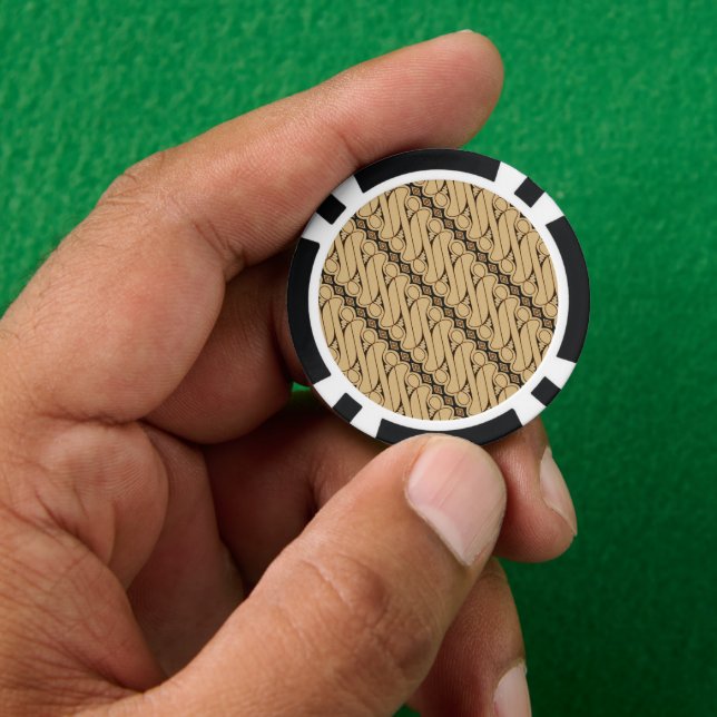 Batik Parang, indonesisches Muster, Javanisch, eth Pokerchips (Hand)