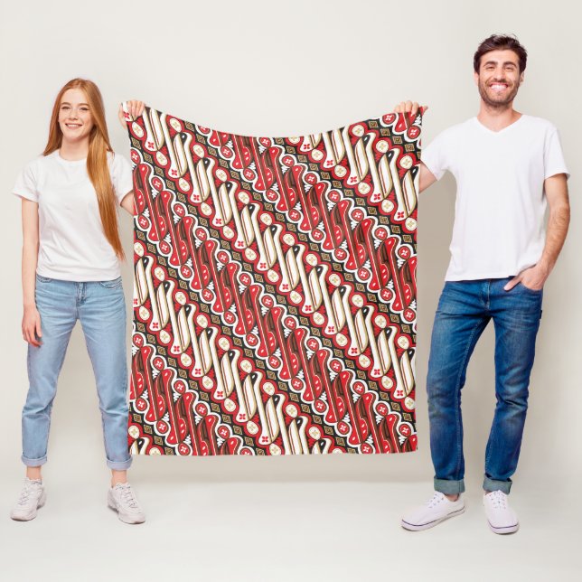 Batik Parang nahtloses Muster Rot Fleecedecke (Beispiel)