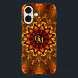 Batik Sunflower Monogram iPhone 16 Hülle<br><div class="desc">Maßgeschneiderte Telefonzellen aus erdbrauner Batik,  inspiriert in orangefarbener und brauner geometrischer Blume mit Doppelmonogramm für Ihre Namensinitialen (oder wenn Sie nur eine Schrift bevorzugen,  löschen Sie die andere) Personalisieren Sie mit Ihrem Namen,  Initialen,  Monogramm,  Logo oder einer benutzerdefinierten Nachricht</div>