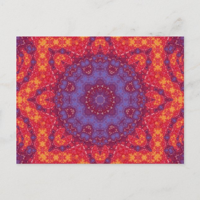 Batik Sunset Watercolor Mandala Postkarte (Vorderseite)
